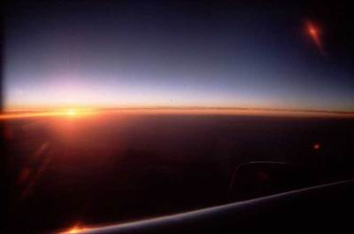 Sonnenuntergang im Flugzeug